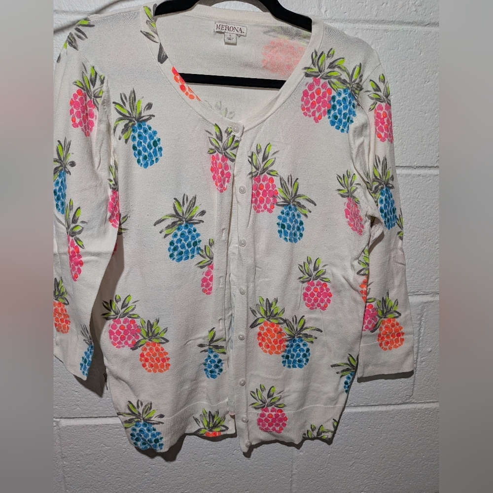neon Pineapple Cardigan -Cream White
